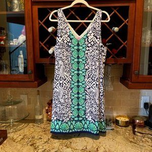 Lilly Pulitzer navy and green shift dress in size L